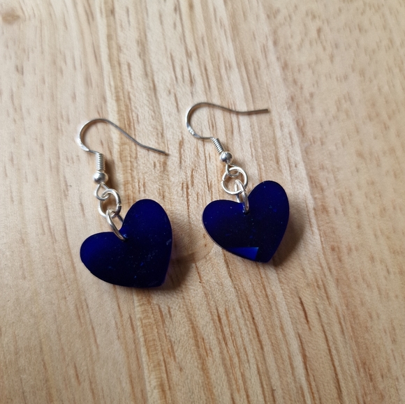 Brand new 925 silver Blue heart earrings - Picture 2 of 4